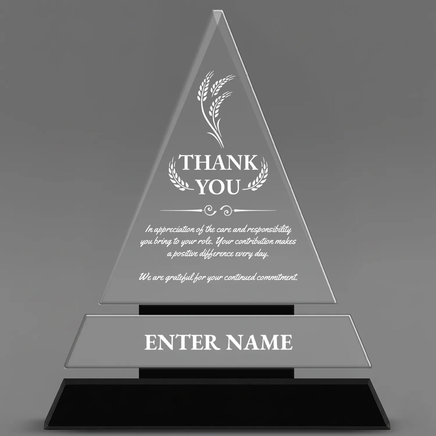 Thank You Awards - Crystal Triangle Awards - Personalize Online – Choose From 5 Designs
