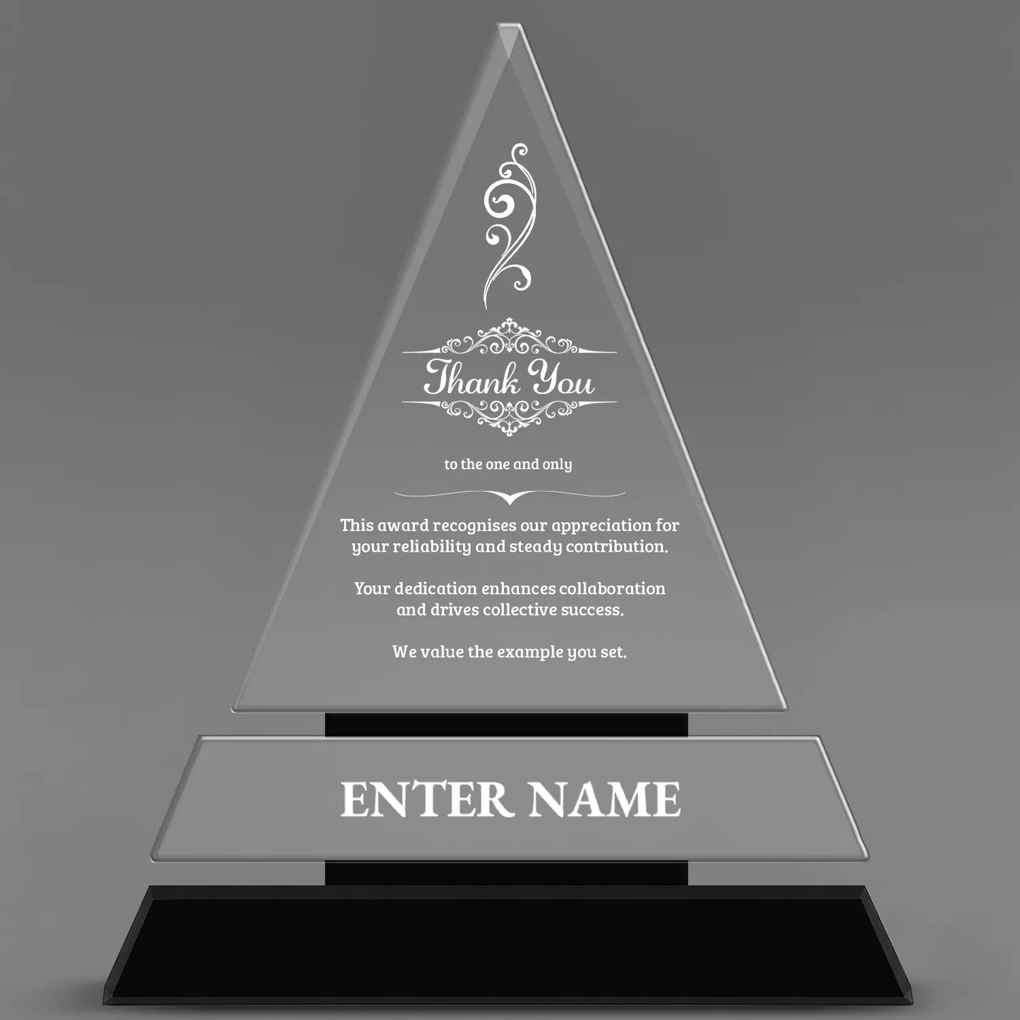 Thank You Awards - Crystal Triangle Awards - Personalize Online – Choose From 5 Designs