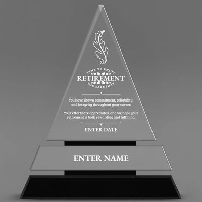 Retirement Awards - Crystal Triangle Awards - Personalize Online – Choose From 5 Designs