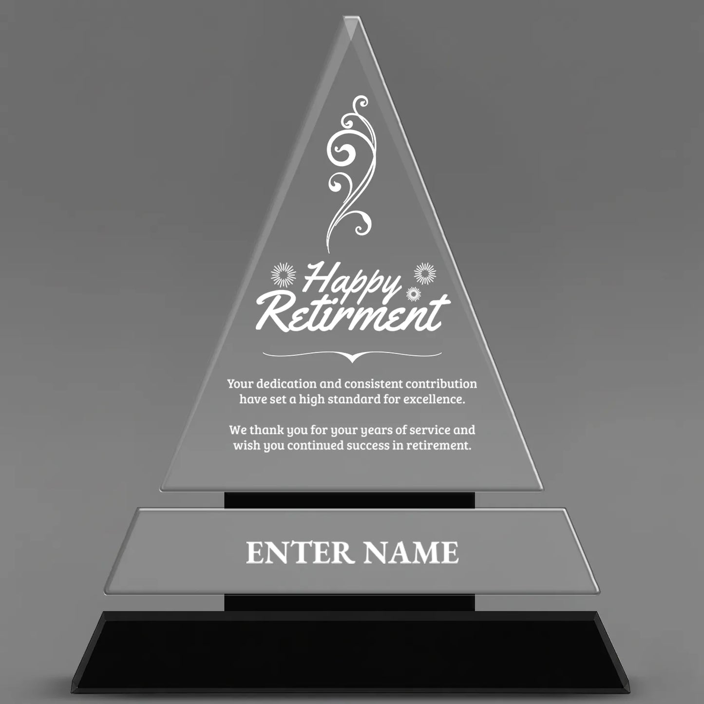 Retirement Awards - Crystal Triangle Awards - Personalize Online – Choose From 5 Designs