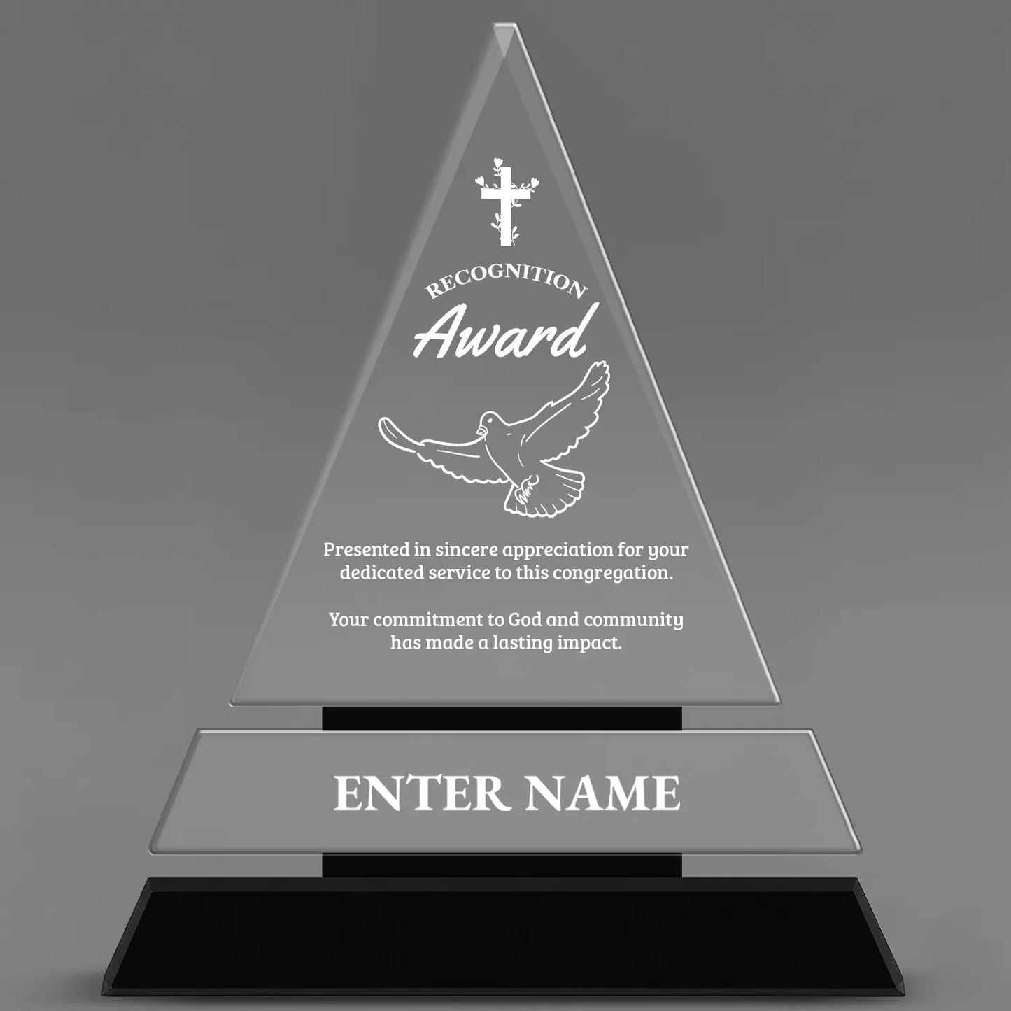 Church Awards - Crystal Triangle Awards - Personalize Online – Choose From 5 Designs