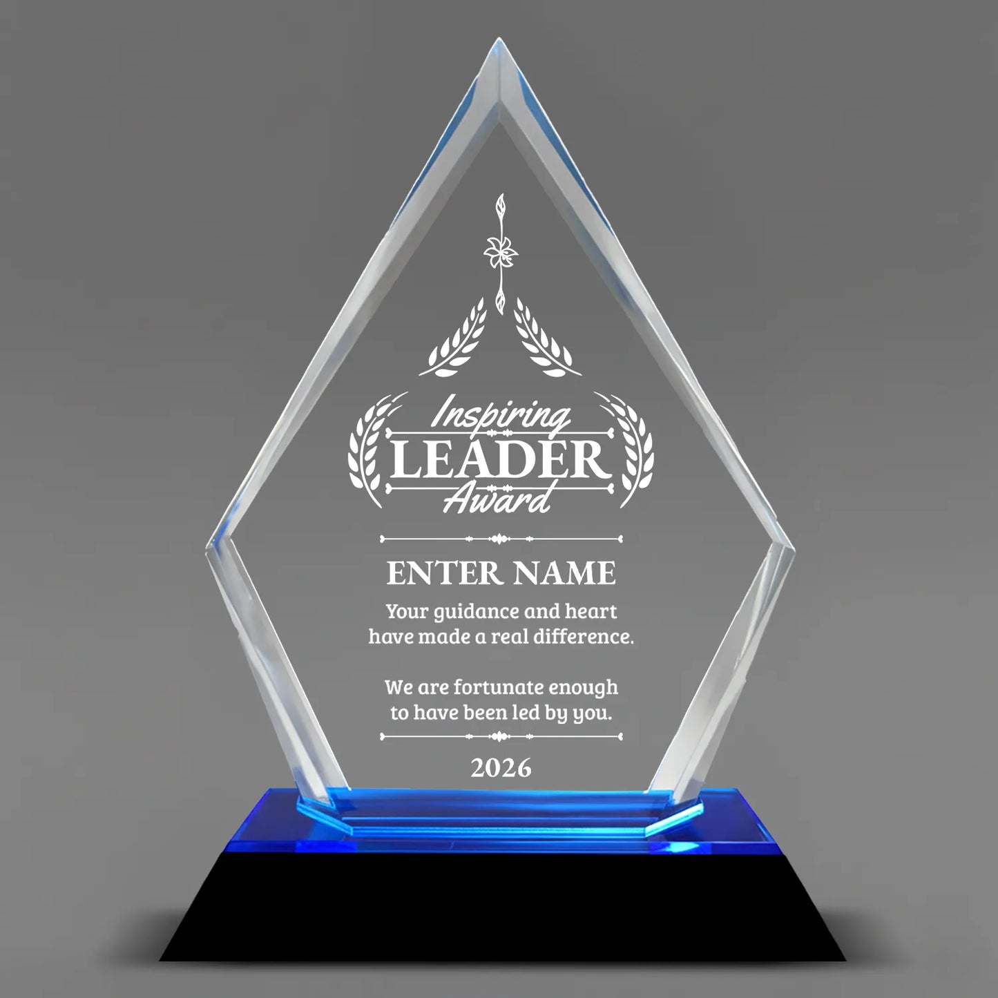 Leadership Awards - Blue Arrow Acrylic Awards - Personalize Online – Choose From 5 Designs