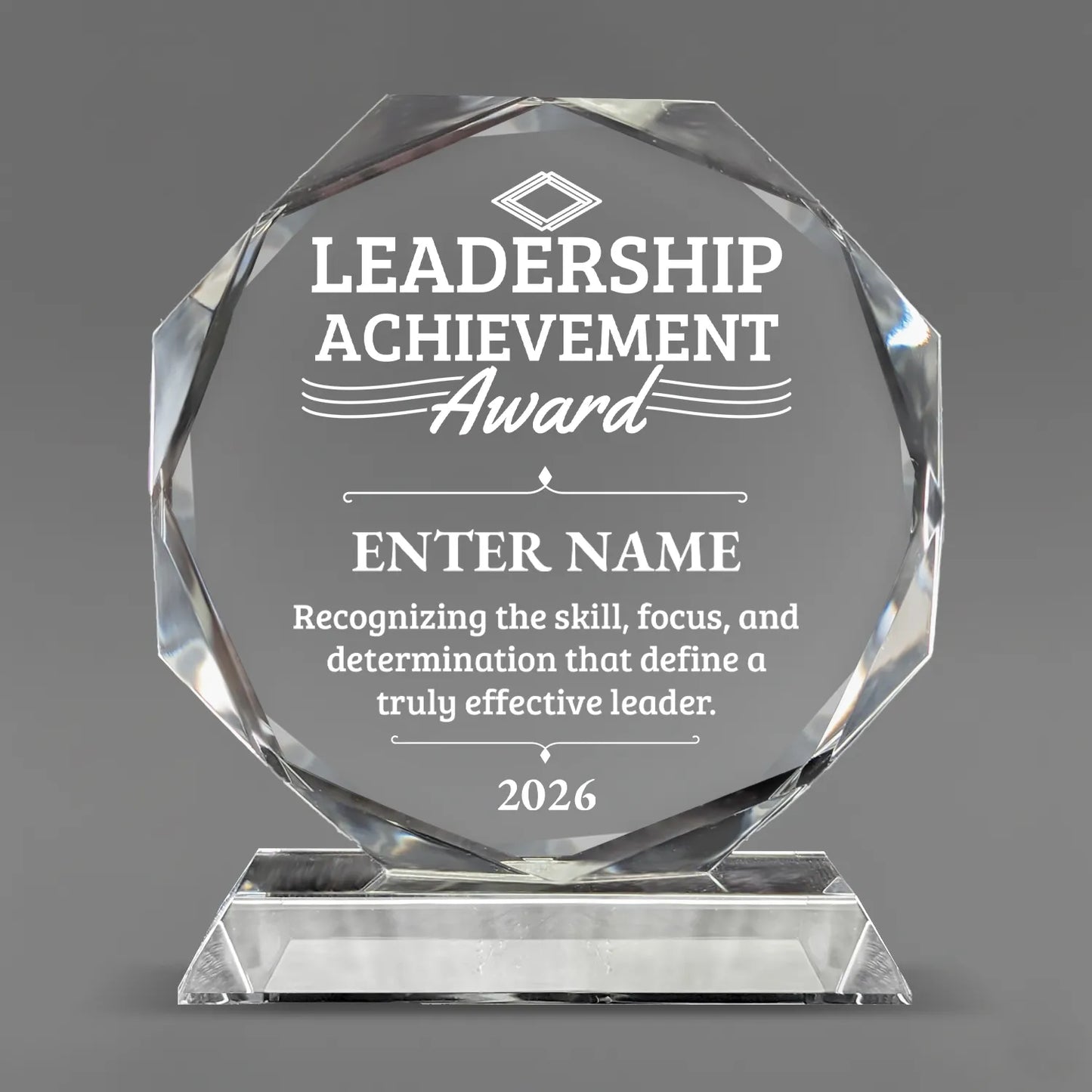 Leadership Awards - Crystal Glass Octagon Awards - Personalize Online – Choose From 5 Designs