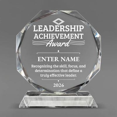 Leadership Awards - Crystal Glass Octagon Awards - Personalize Online – Choose From 5 Designs
