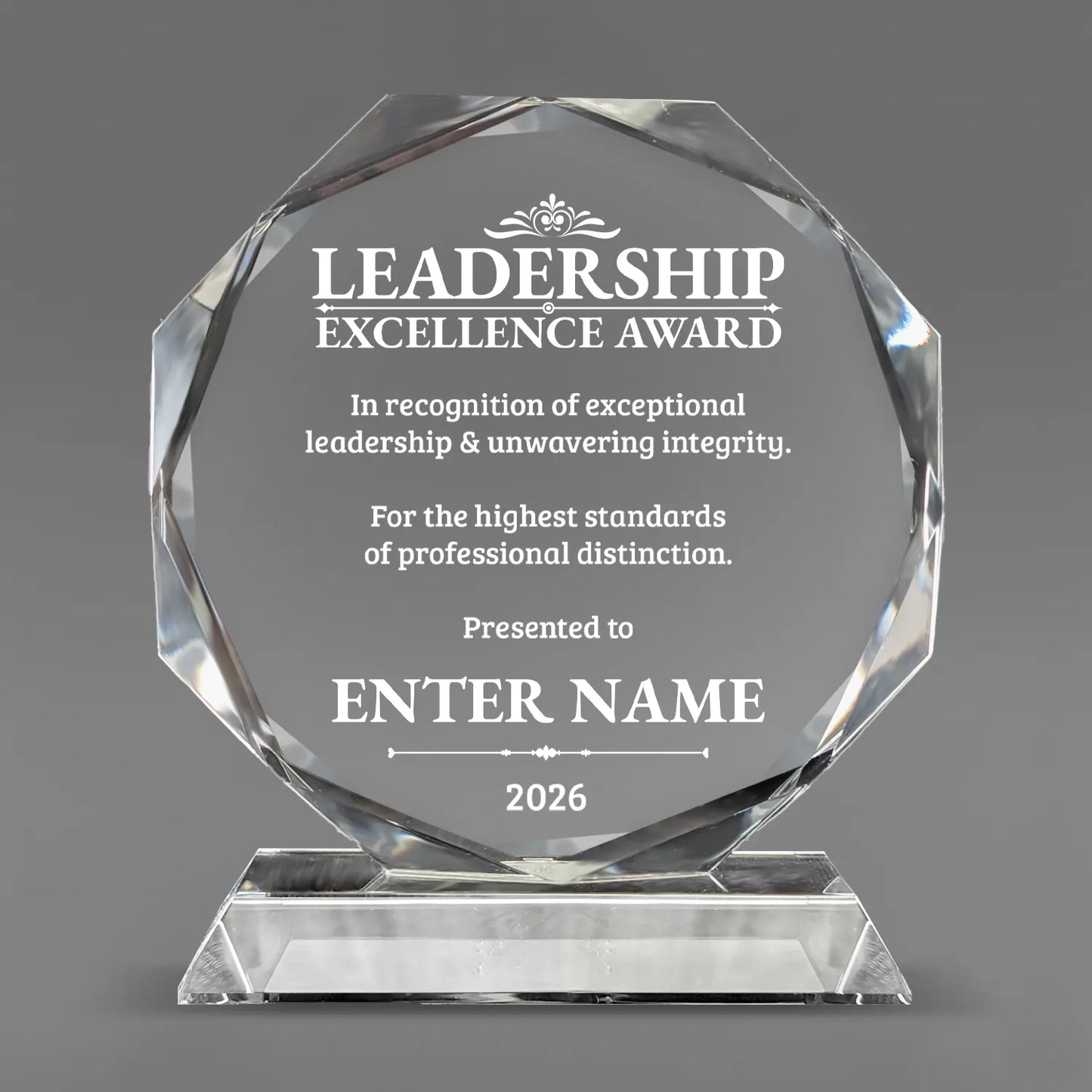 Leadership Awards - Crystal Glass Octagon Awards - Personalize Online – Choose From 5 Designs