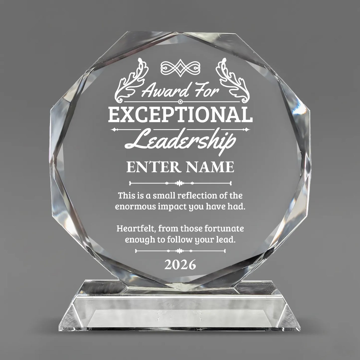Leadership Awards - Crystal Glass Octagon Awards - Personalize Online – Choose From 5 Designs