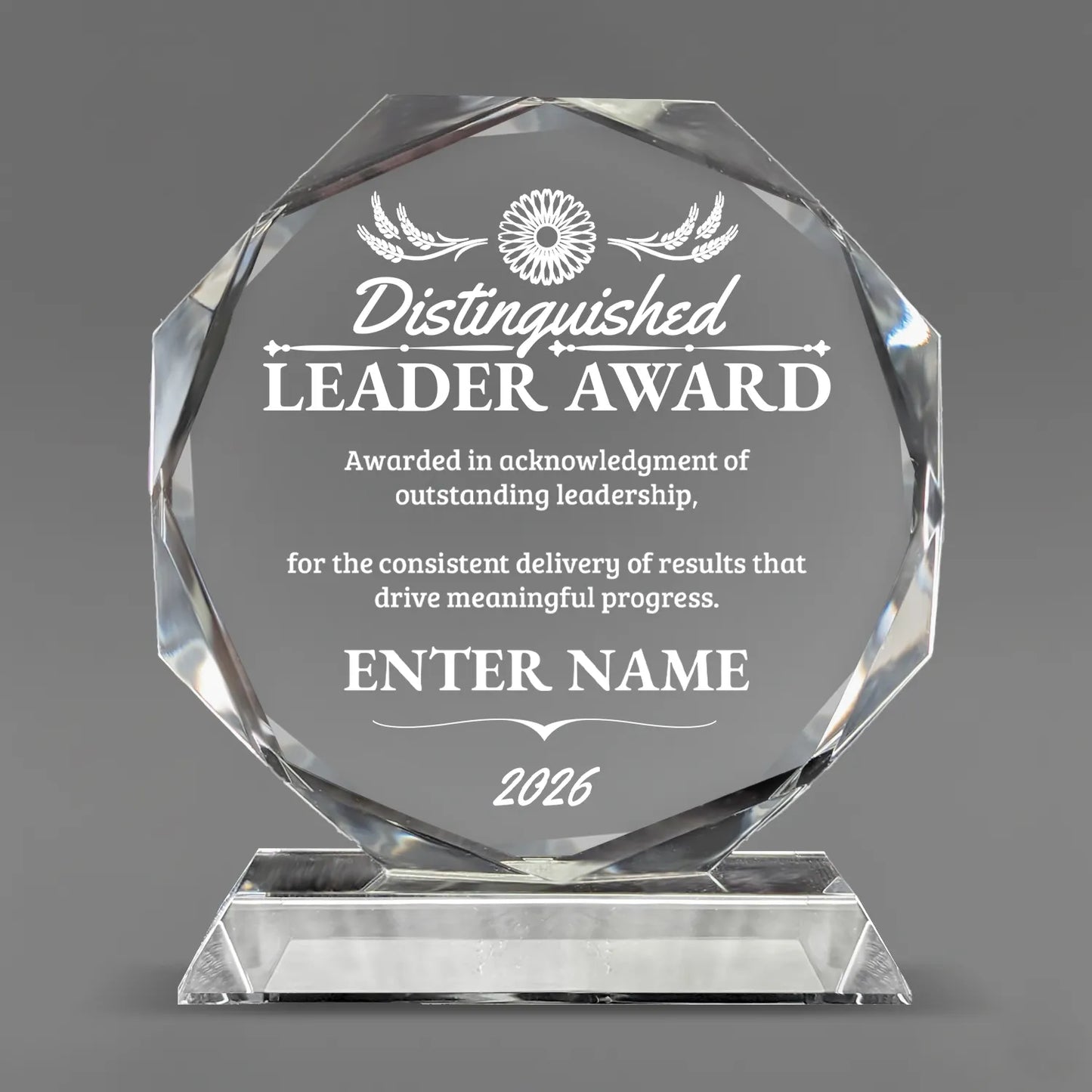 Leadership Awards - Crystal Glass Octagon Awards - Personalize Online – Choose From 5 Designs