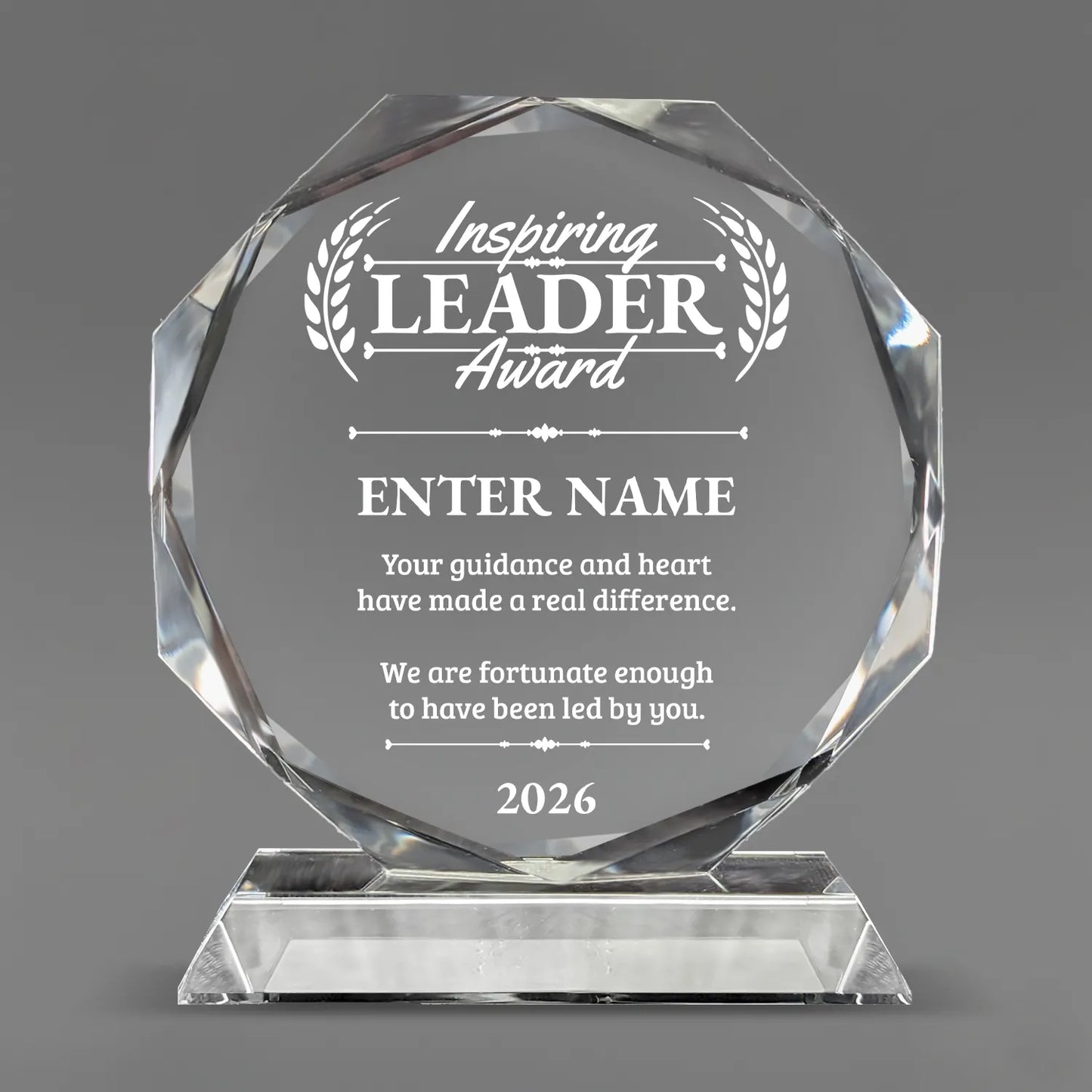 Leadership Awards - Crystal Glass Octagon Awards - Personalize Online – Choose From 5 Designs