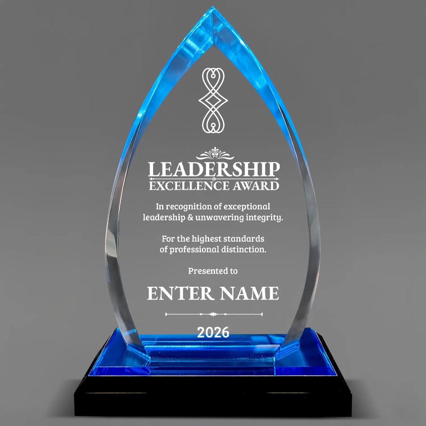 Leadership Awards - Blue Oval Acrylic Awards - Personalize Online – Choose From 5 Designs
