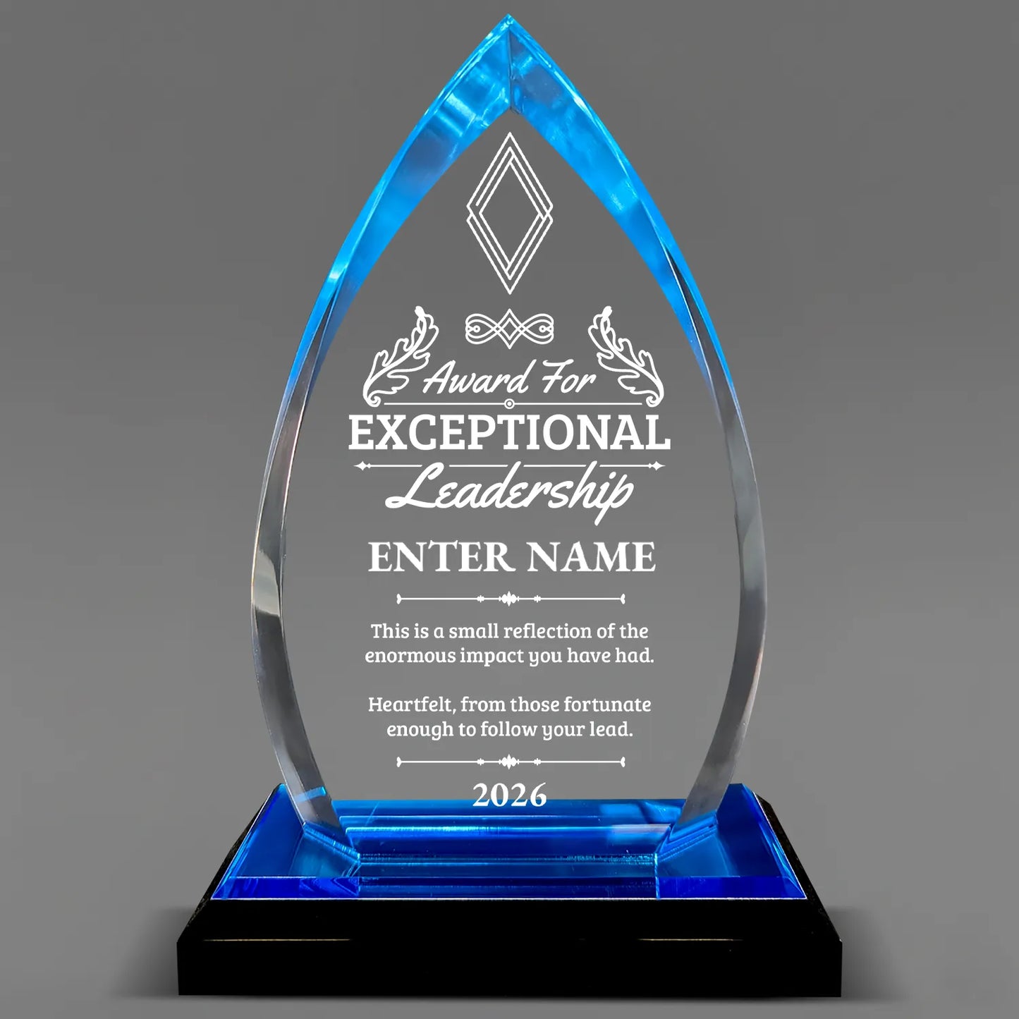 Leadership Awards - Blue Oval Acrylic Awards - Personalize Online – Choose From 5 Designs