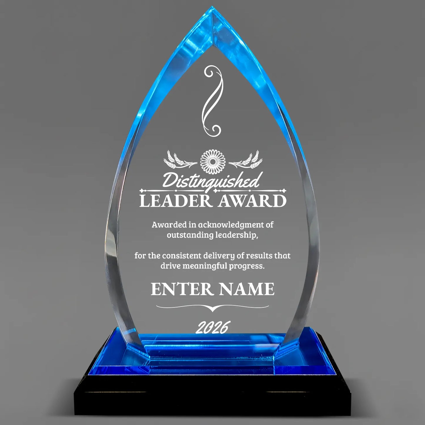 Leadership Awards - Blue Oval Acrylic Awards - Personalize Online – Choose From 5 Designs