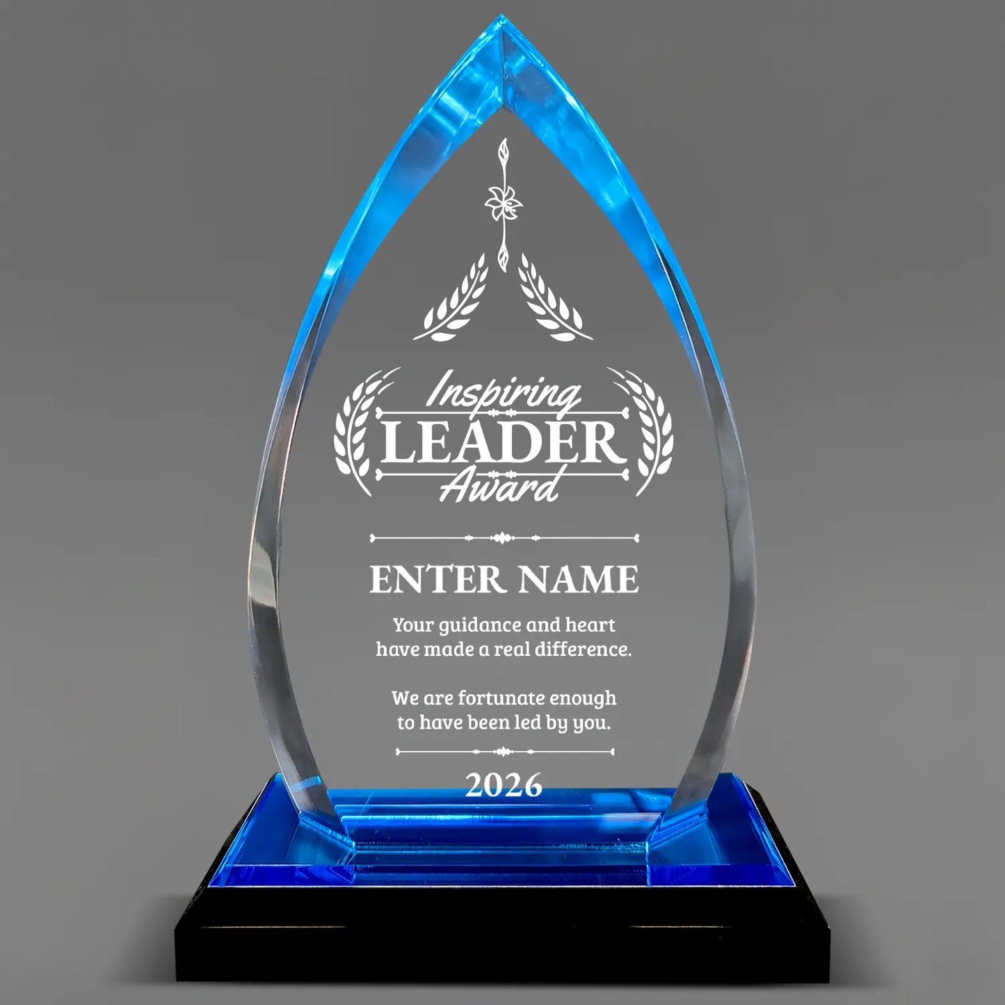 Leadership Awards - Blue Oval Acrylic Awards - Personalize Online – Choose From 5 Designs