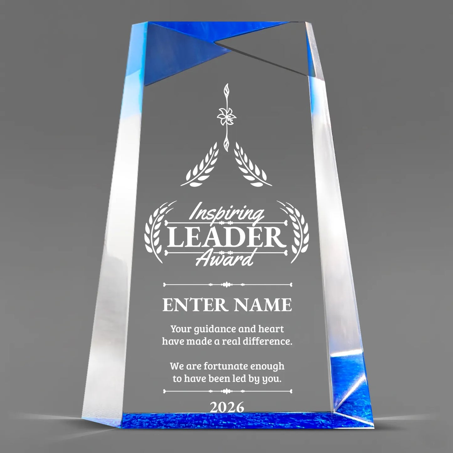 Leadership Awards - Blue Facet Wedge Acrylic Awards - Personalize Online – Choose From 5