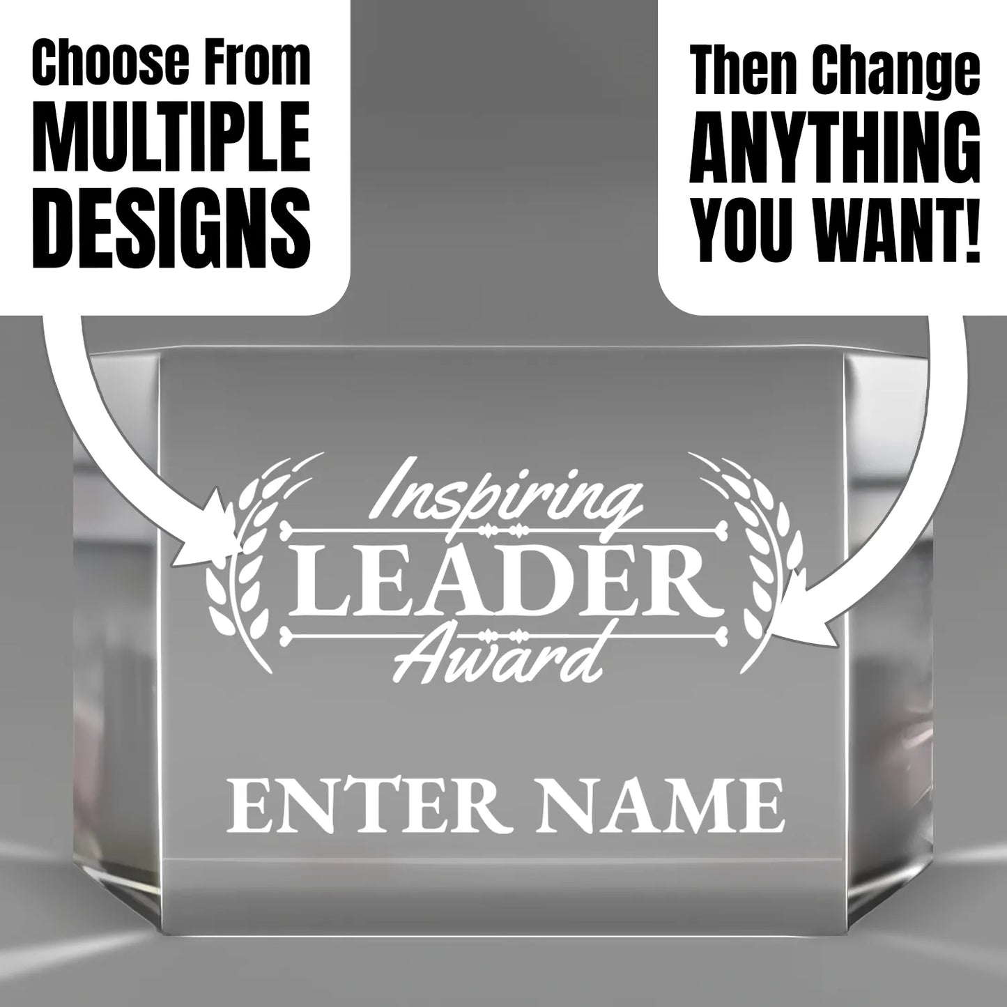 Leadership Awards - Clear Crystal Facet Block Awards - Personalize Online – Choose From 5 Designs
