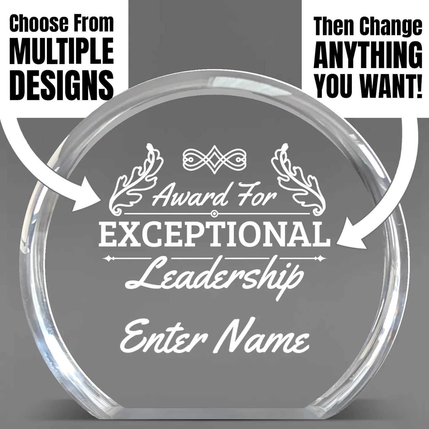 Leadership Awards - Clear Round Acrylic Awards - Personalize Online – Choose From 5 Designs