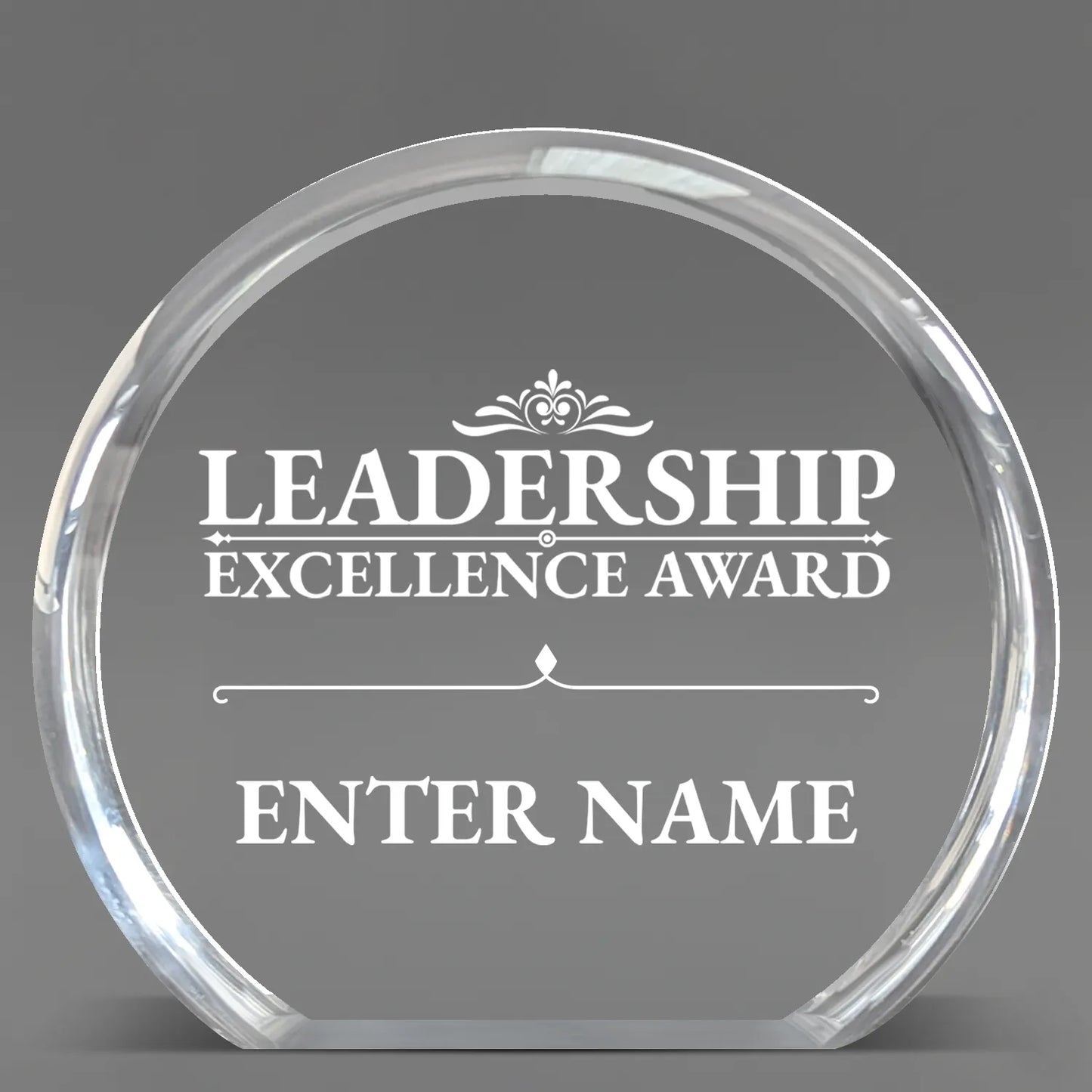 Leadership Awards - Clear Round Acrylic Awards - Personalize Online – Choose From 5 Designs