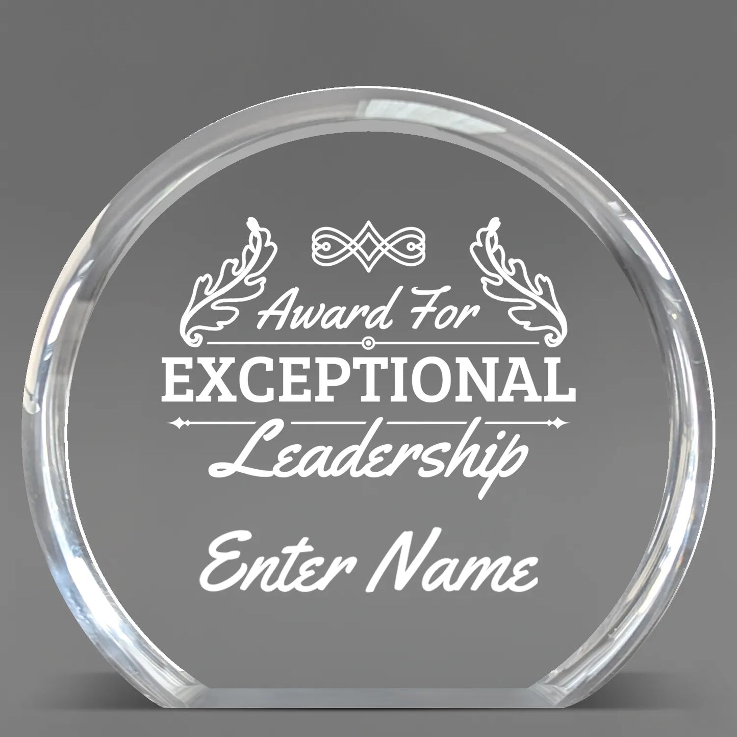 Leadership Awards - Clear Round Acrylic Awards - Personalize Online – Choose From 5 Designs