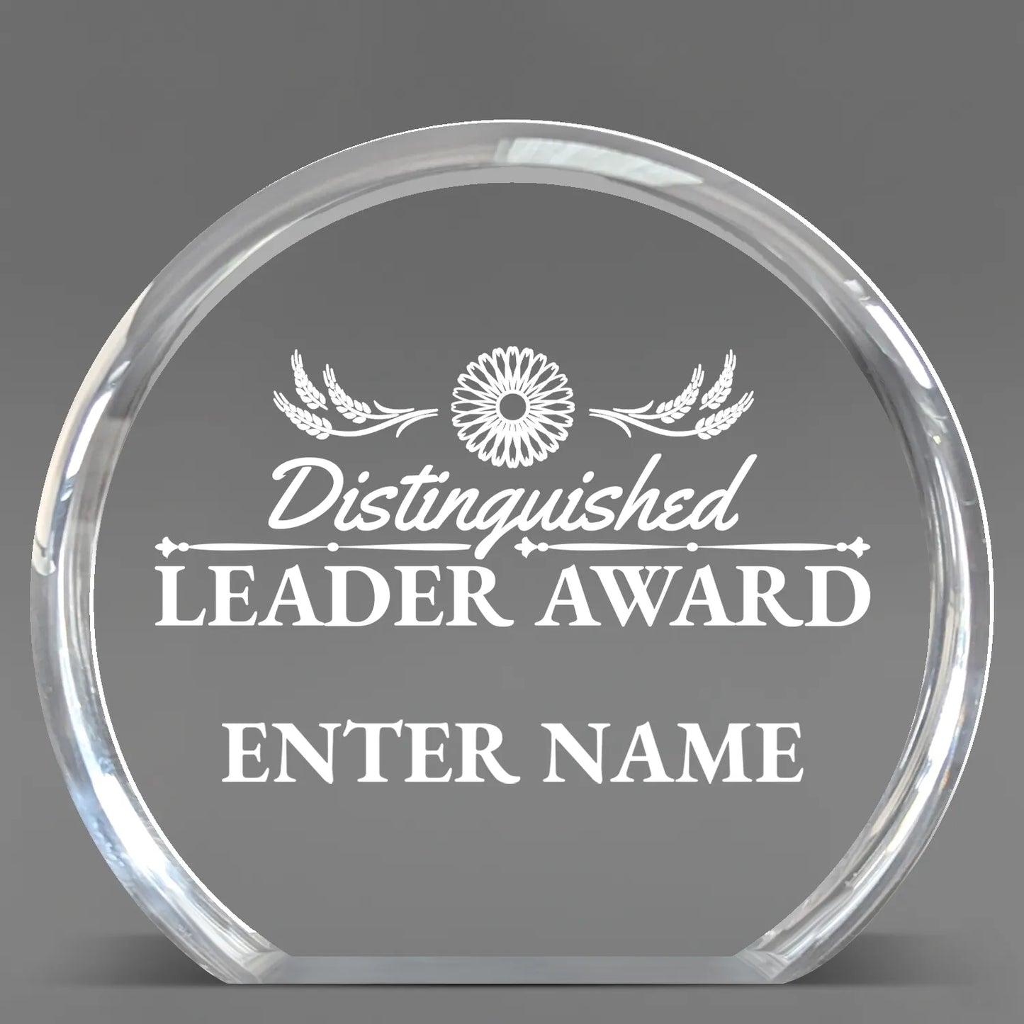 Leadership Awards - Clear Round Acrylic Awards - Personalize Online – Choose From 5 Designs