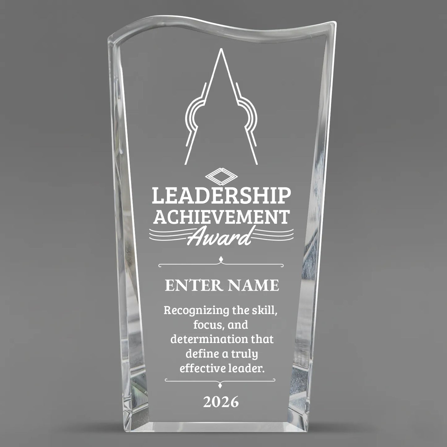 Leadership Awards - Clear Crystal Facet Wave Awards - Personalize Online – Choose From 5 Designs