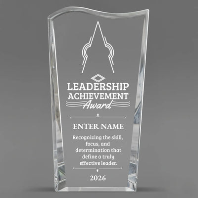 Leadership Awards - Clear Crystal Facet Wave Awards - Personalize Online – Choose From 5 Designs