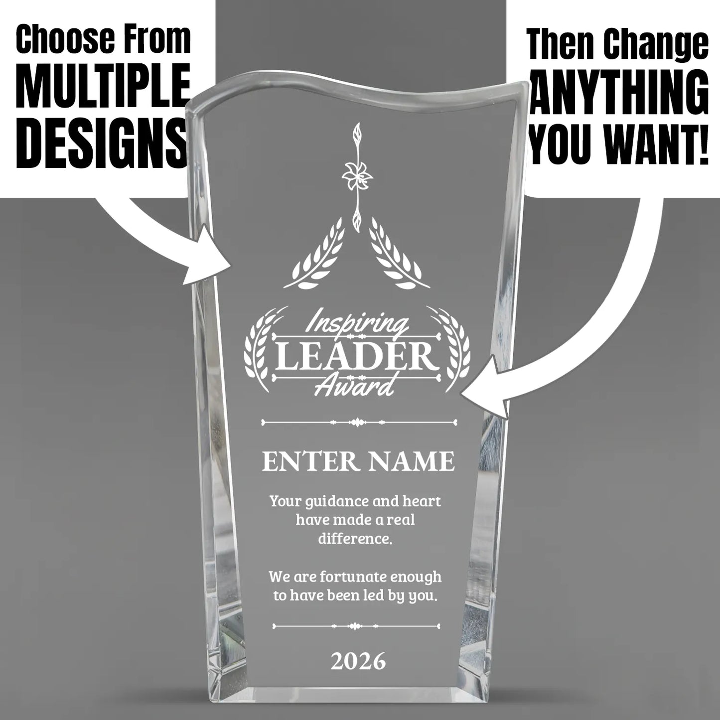 Leadership Awards - Clear Crystal Facet Wave Awards - Personalize Online – Choose From 5 Designs