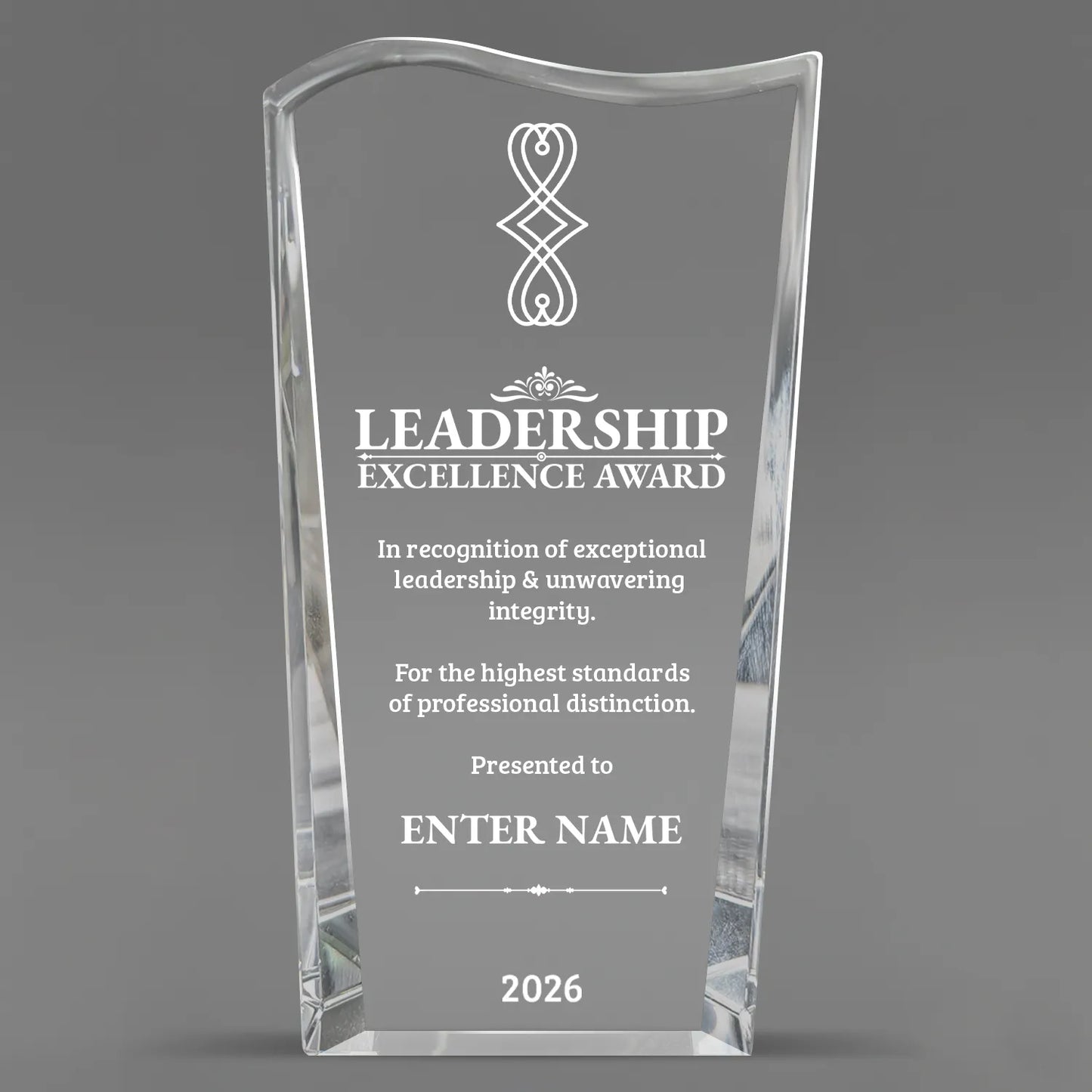 Leadership Awards - Clear Crystal Facet Wave Awards - Personalize Online – Choose From 5 Designs