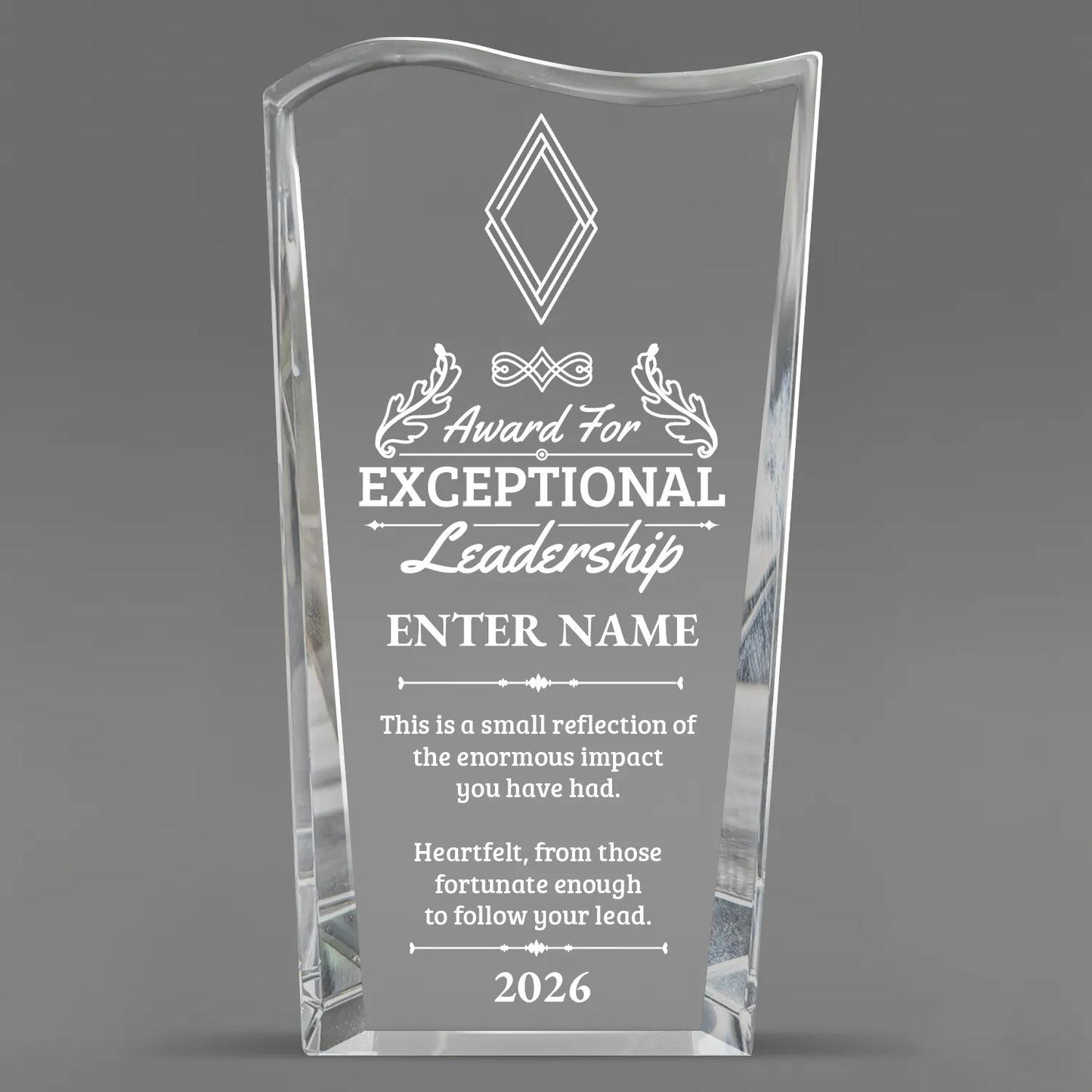 Leadership Awards - Clear Crystal Facet Wave Awards - Personalize Online – Choose From 5 Designs