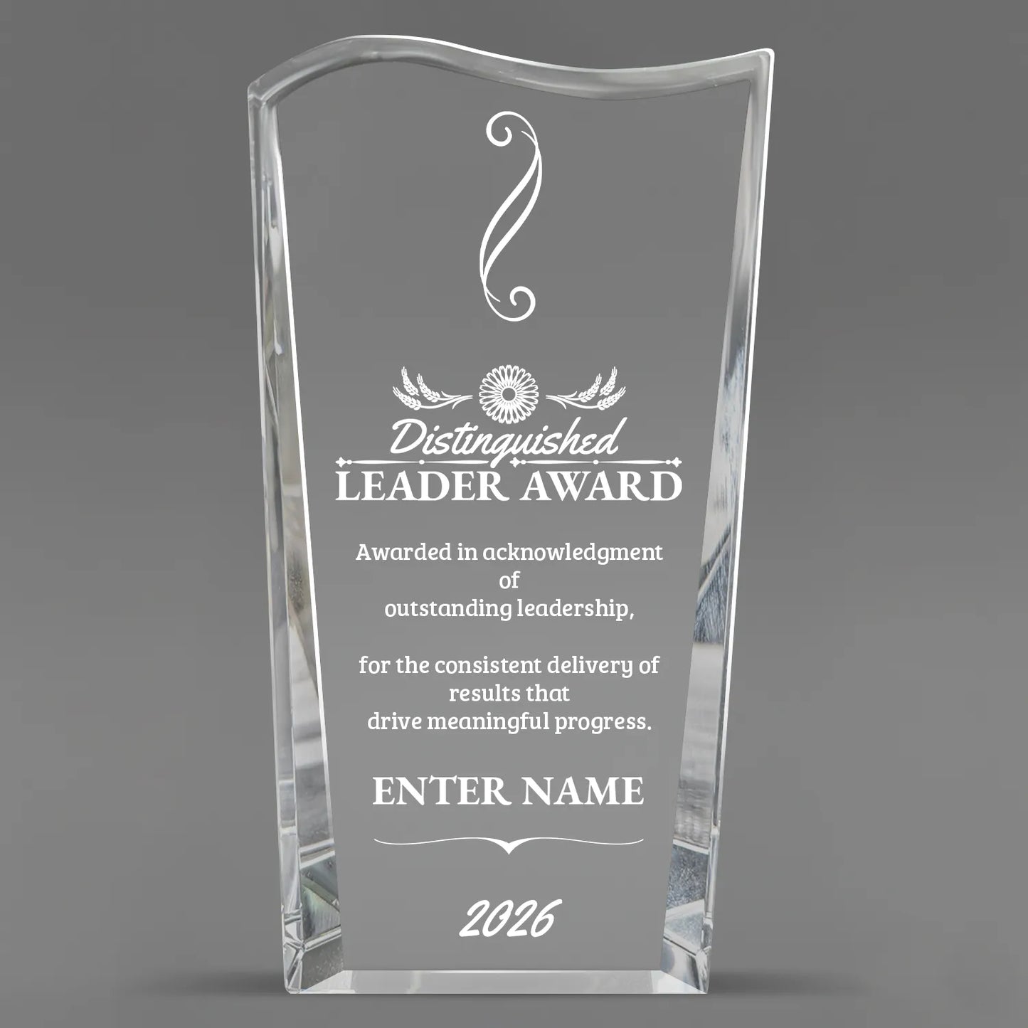 Leadership Awards - Clear Crystal Facet Wave Awards - Personalize Online – Choose From 5 Designs