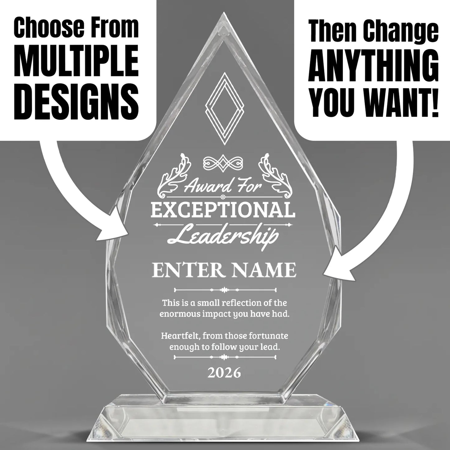 Leadership Awards - Optic Crystal Royal Diamond Awards - Personalize Online – Choose From 5 Designs