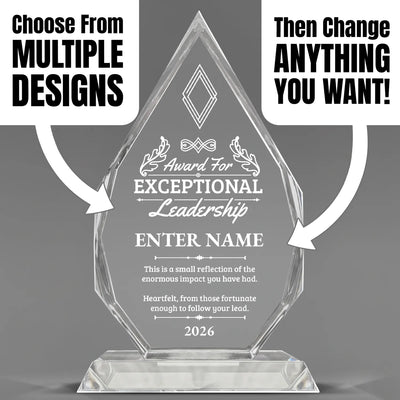 Leadership Awards - Optic Crystal Royal Diamond Awards - Personalize Online – Choose From 5 Designs