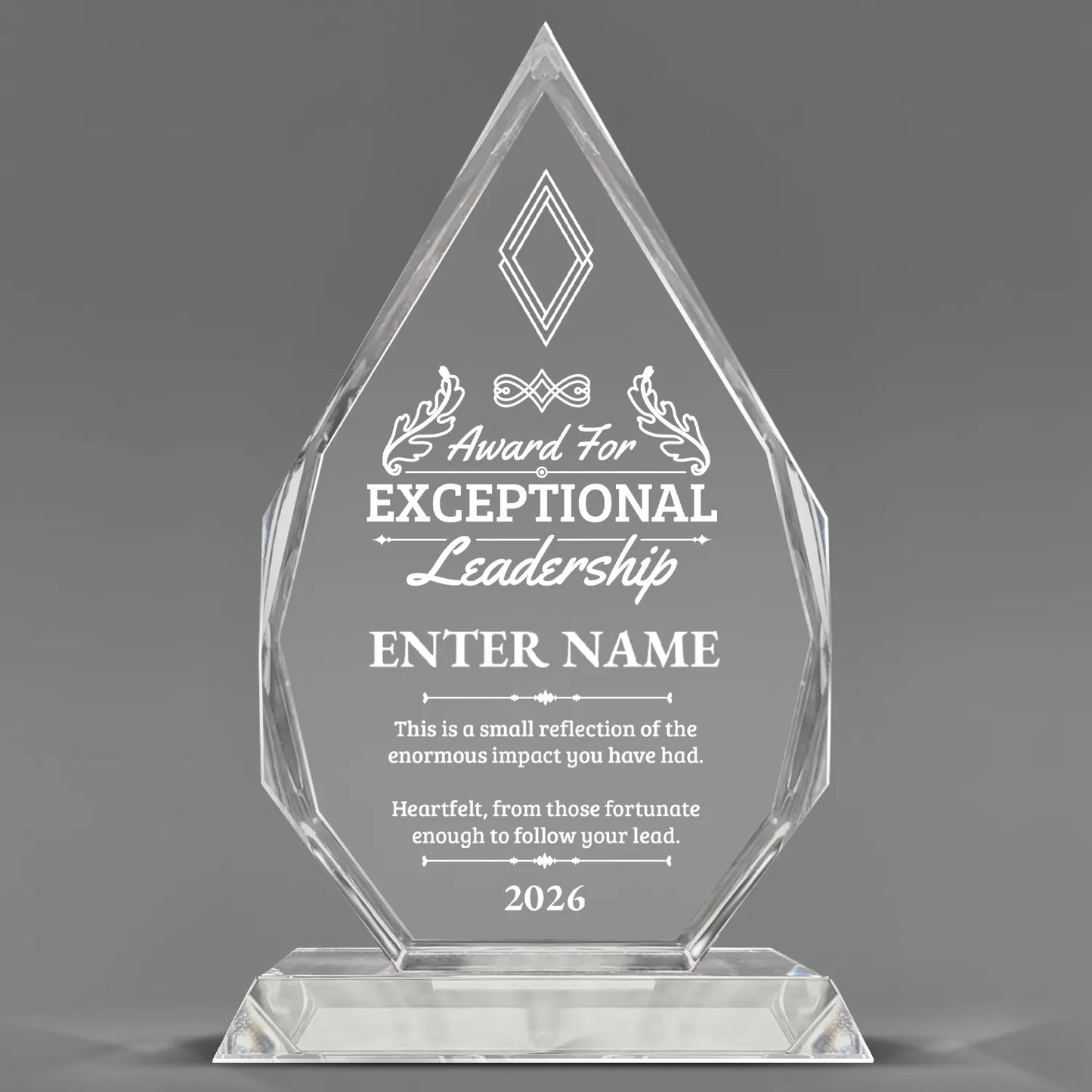 Leadership Awards - Optic Crystal Royal Diamond Awards - Personalize Online – Choose From 5 Designs