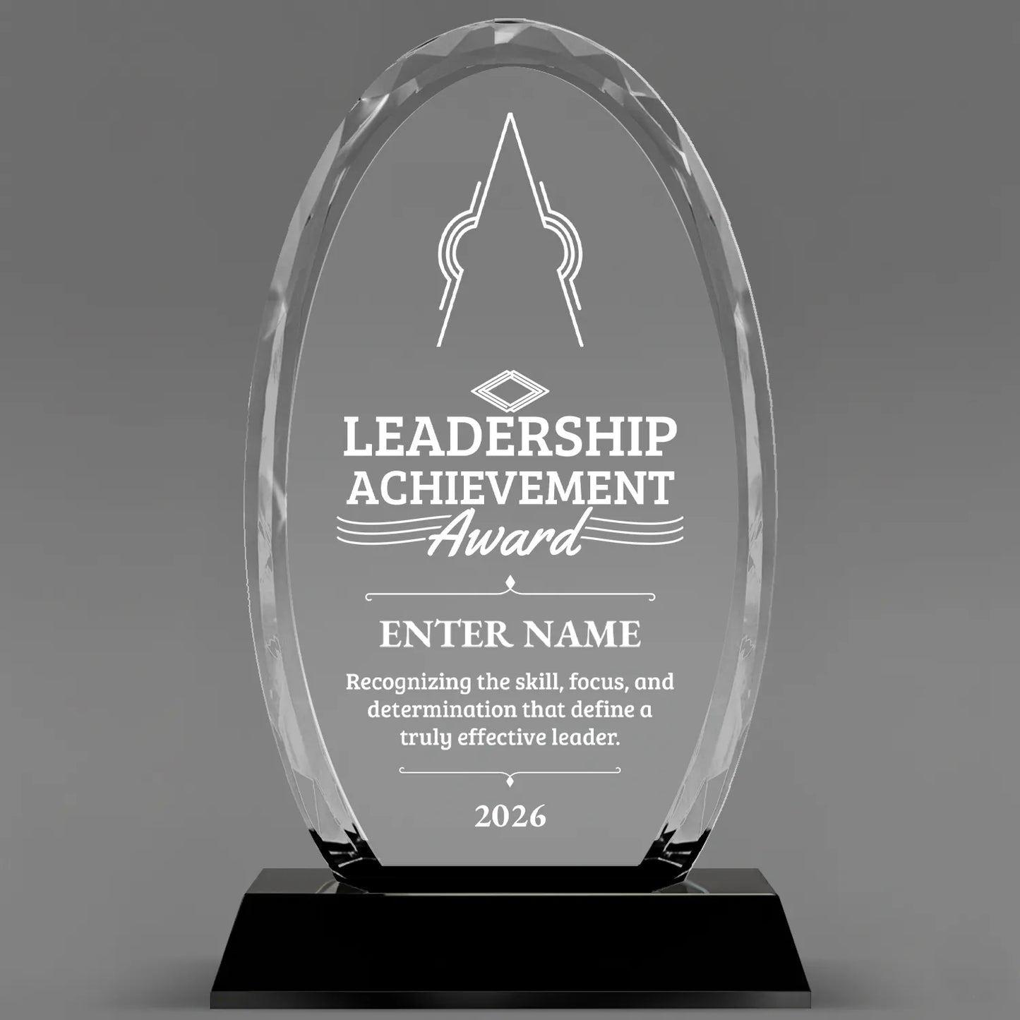 Leadership Awards - Optical Crystal Glass Oval Facet Awards - Personalize Online – Choose From 5 Designs