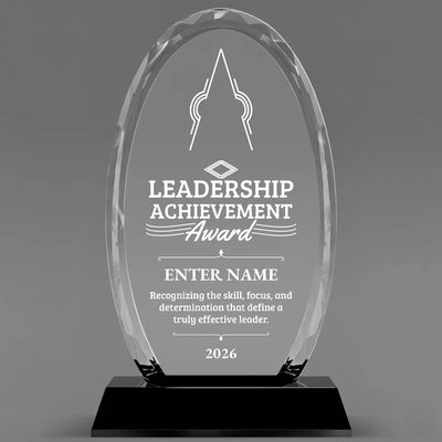 Leadership Awards - Optical Crystal Glass Oval Facet Awards - Personalize Online – Choose From 5 Designs