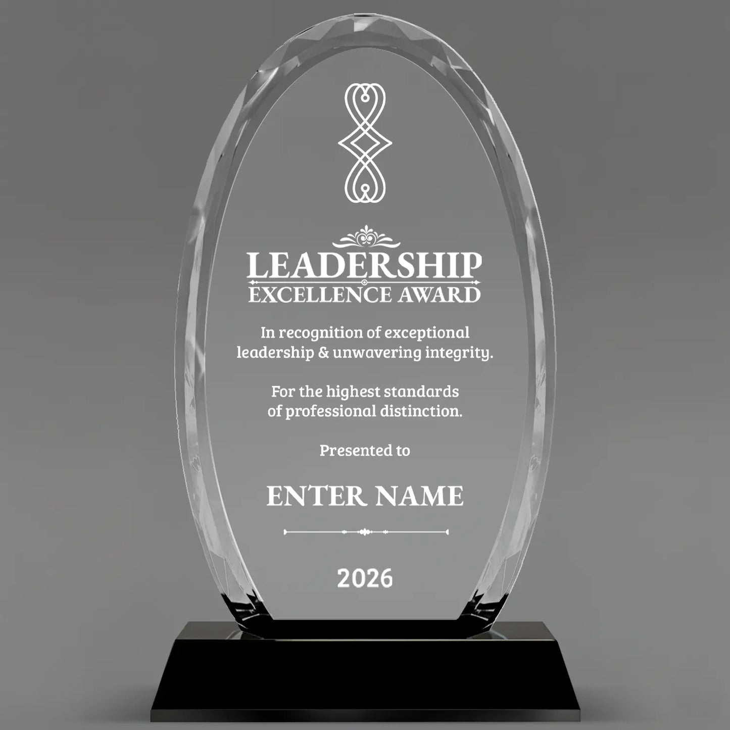 Leadership Awards - Optical Crystal Glass Oval Facet Awards - Personalize Online – Choose From 5 Designs