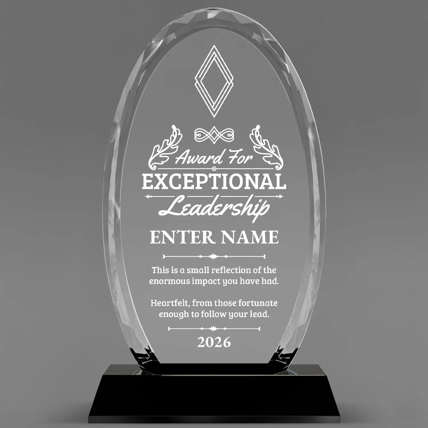 Leadership Awards - Optical Crystal Glass Oval Facet Awards - Personalize Online – Choose From 5 Designs