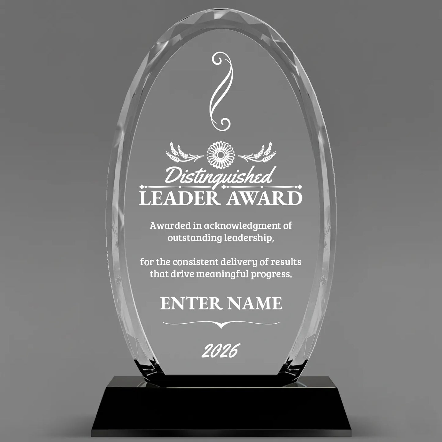 Leadership Awards - Optical Crystal Glass Oval Facet Awards - Personalize Online – Choose From 5 Designs