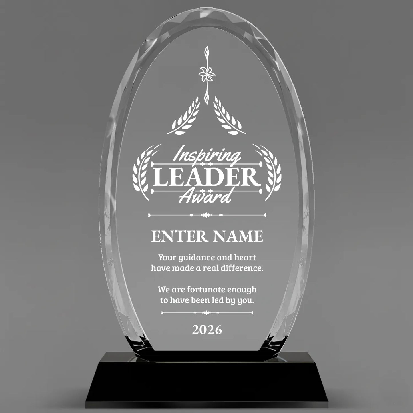 Leadership Awards - Optical Crystal Glass Oval Facet Awards - Personalize Online – Choose From 5 Designs