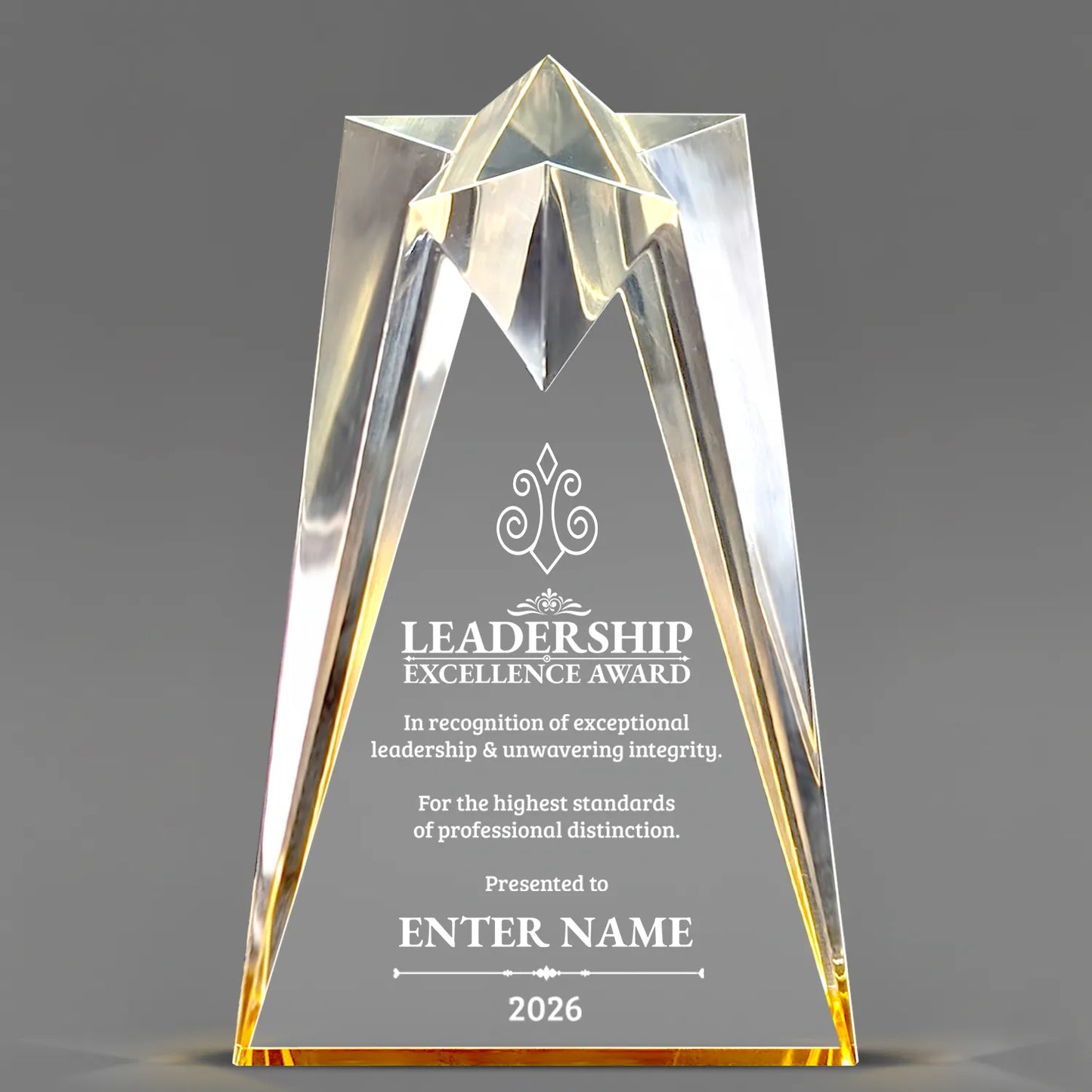 Leadership Awards - Gold Sculpted Star Acrylic Awards - Personalize Online – Choose From 5 Designs