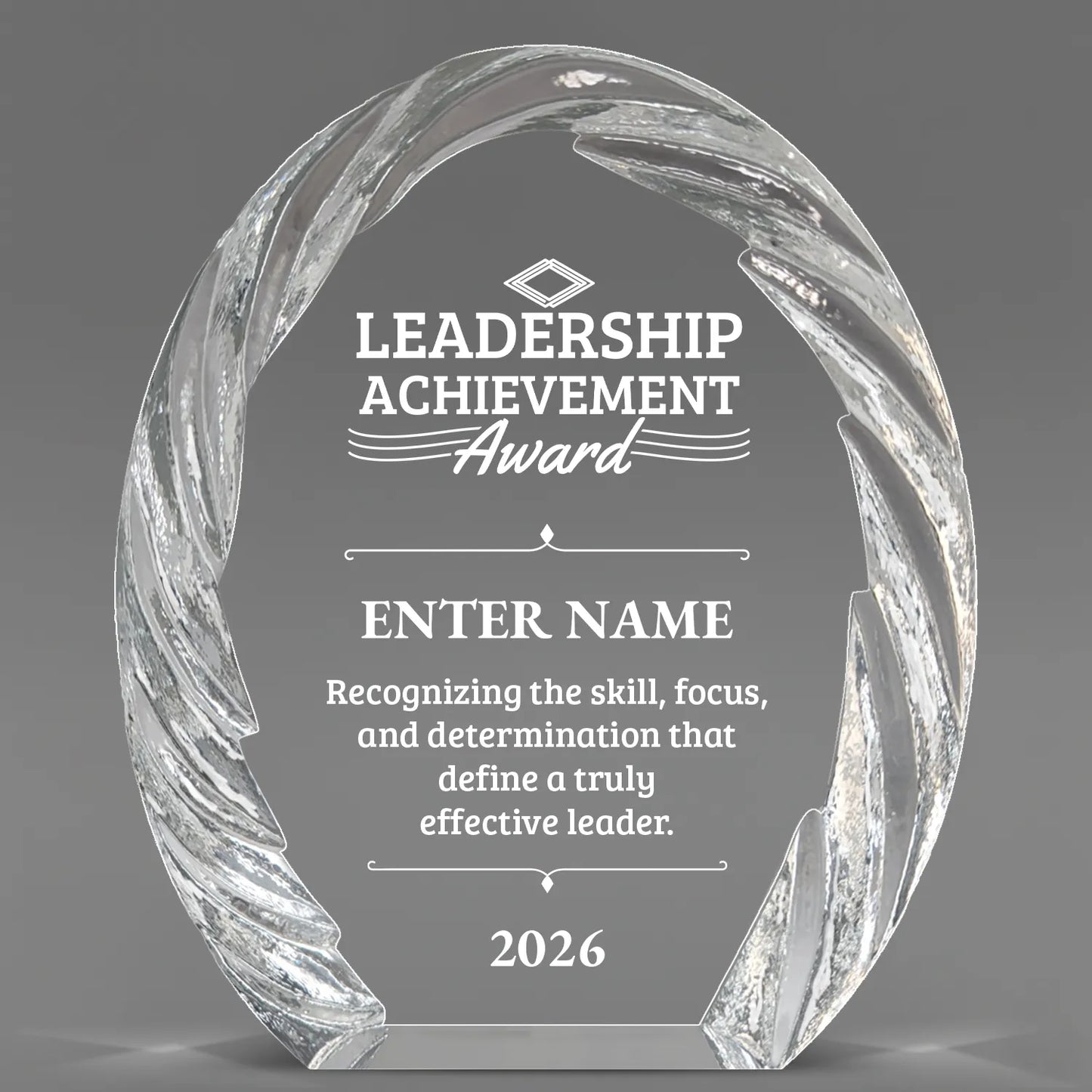 Leadership Awards - Oval Crystal with Decorative Edge Awards - Personalize Online – Choose From 5 Designs