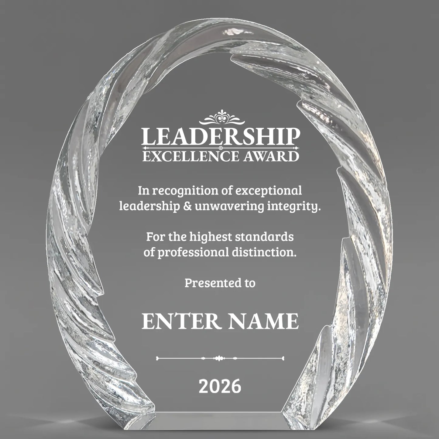 Leadership Awards - Oval Crystal with Decorative Edge Awards - Personalize Online – Choose From 5 Designs