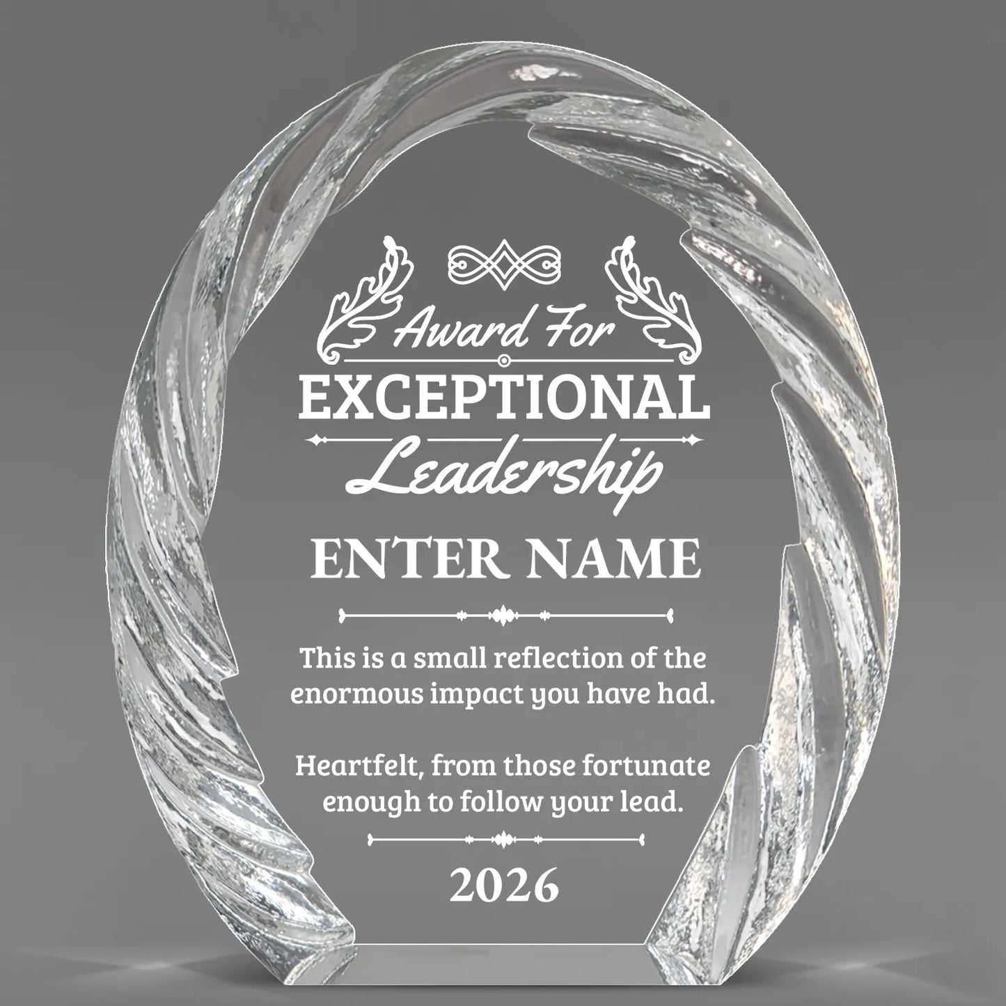 Leadership Awards - Oval Crystal with Decorative Edge Awards - Personalize Online – Choose From 5 Designs