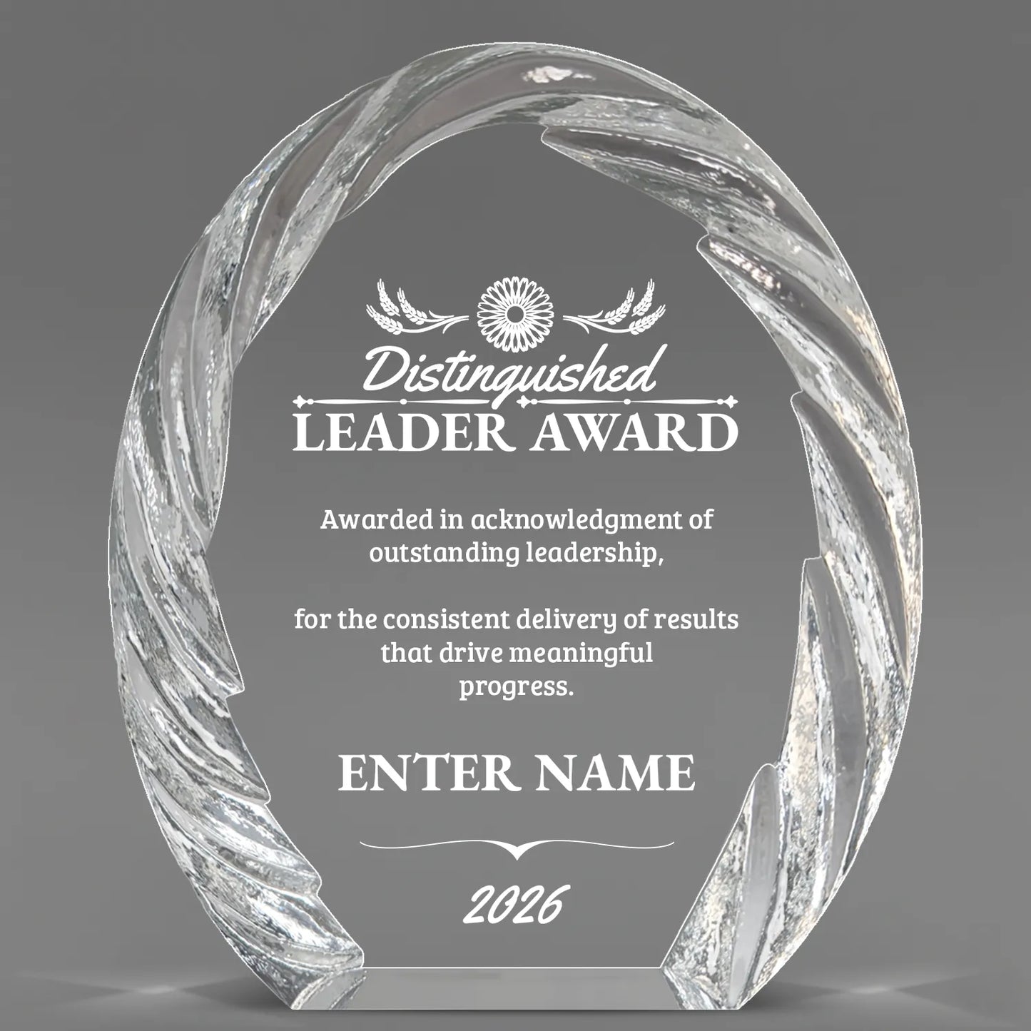 Leadership Awards - Oval Crystal with Decorative Edge Awards - Personalize Online – Choose From 5 Designs