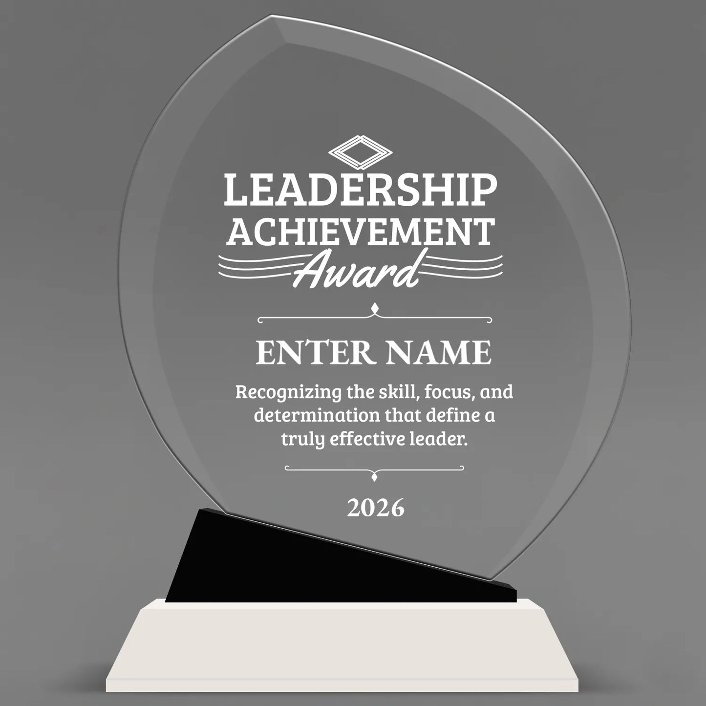 Leadership Awards - Crystal Oblong with Black Accent Awards - Personalize Online – Choose From 5 Designs