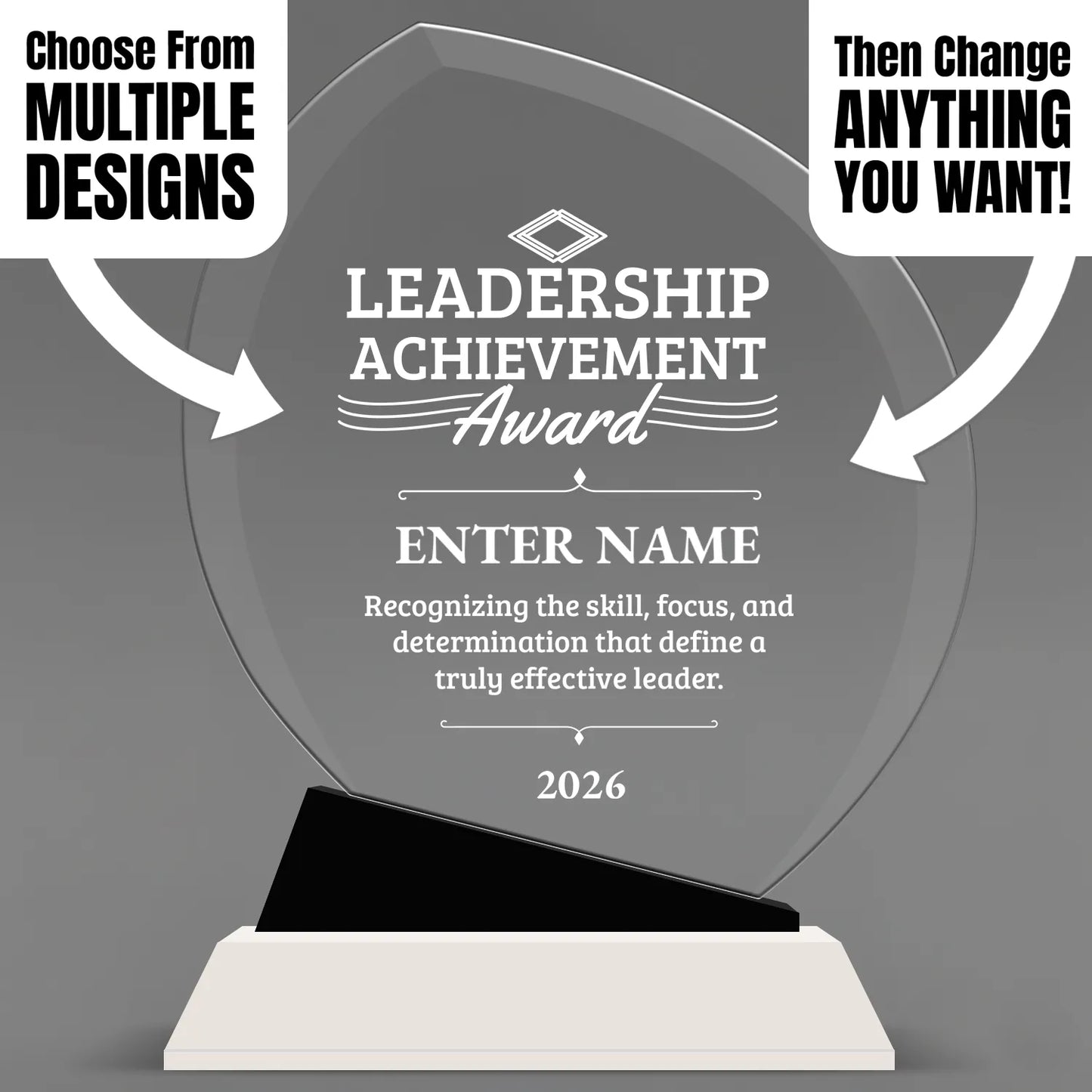 Leadership Awards - Crystal Oblong with Black Accent Awards - Personalize Online – Choose From 5 Designs