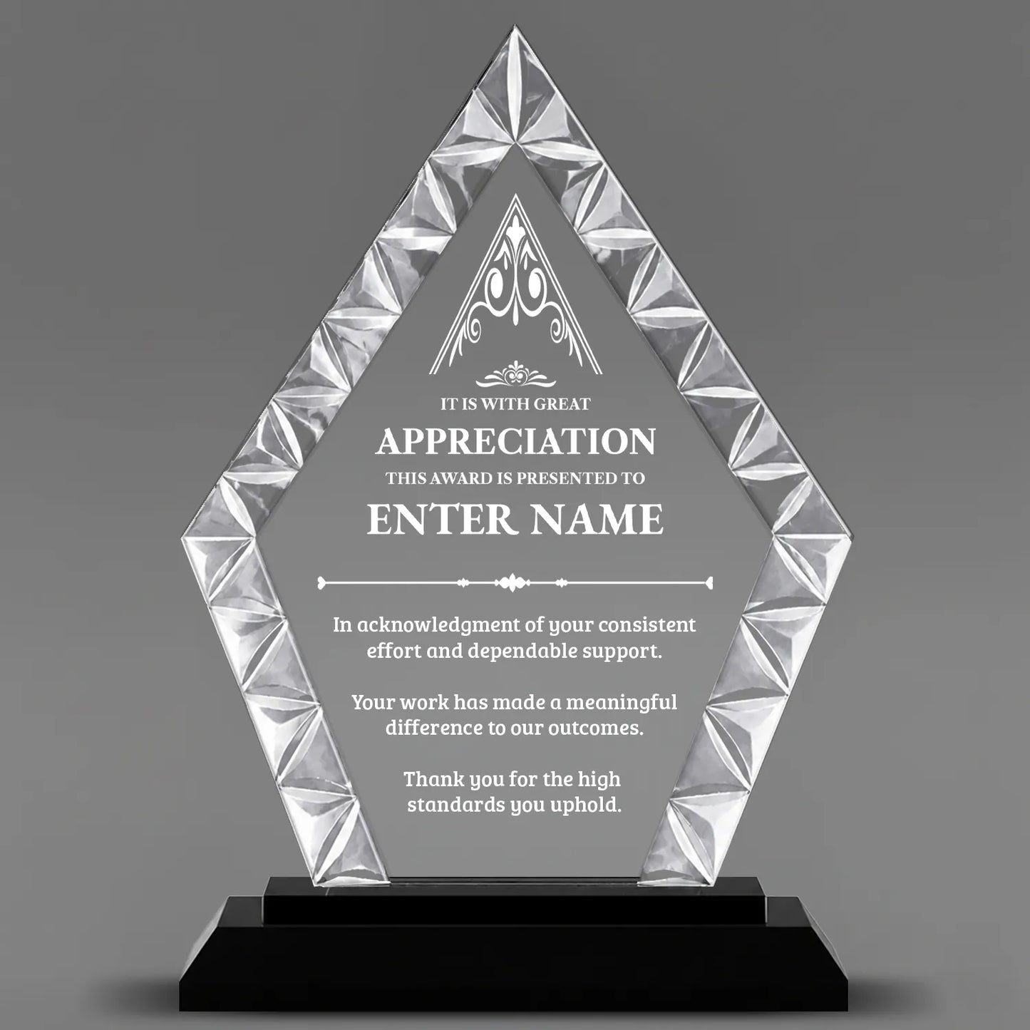 Appreciation Awards - Diamond Accent Glass Awards - Personalize Online – Choose From 5 Designs