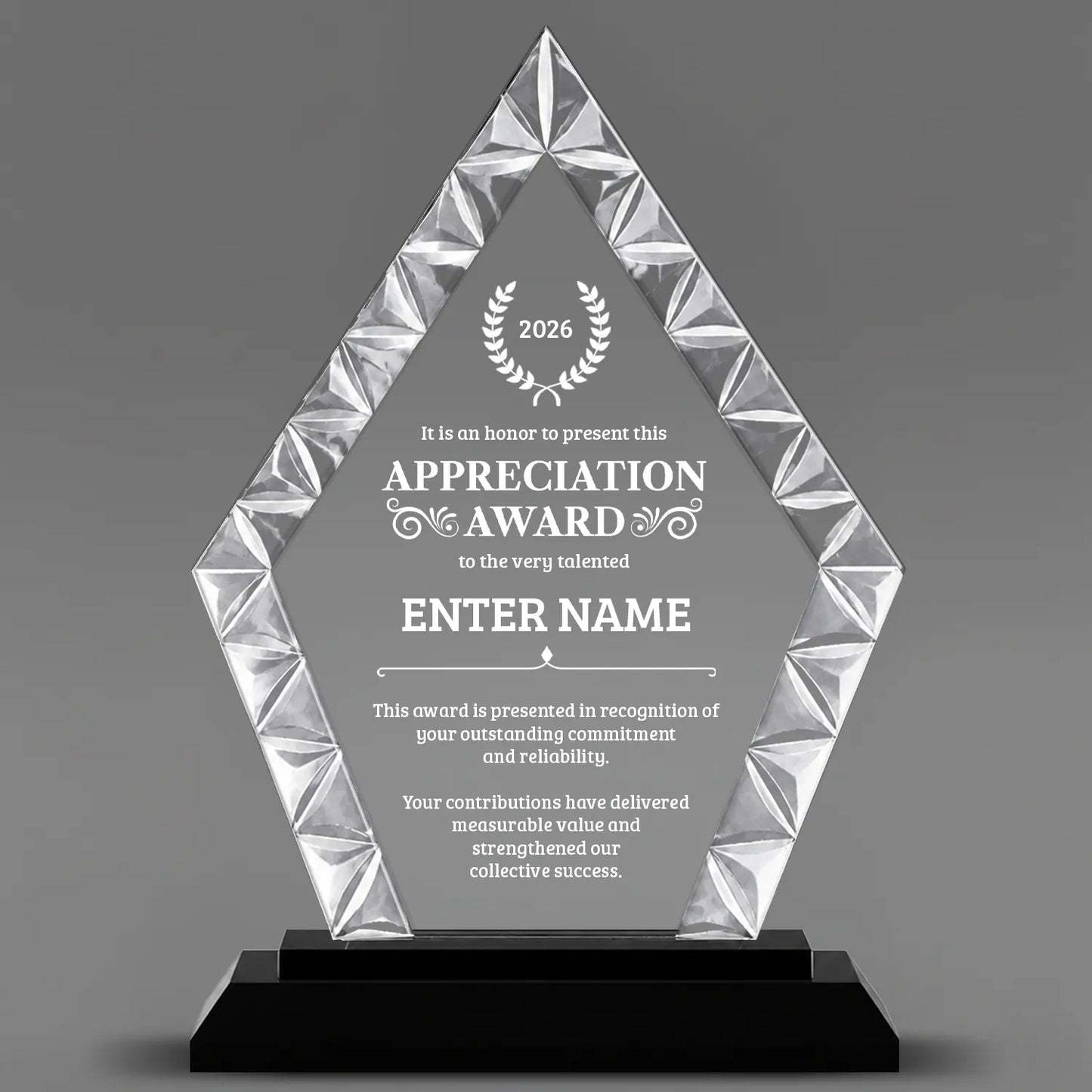 Appreciation Awards - Diamond Accent Glass Awards - Personalize Online – Choose From 5 Designs