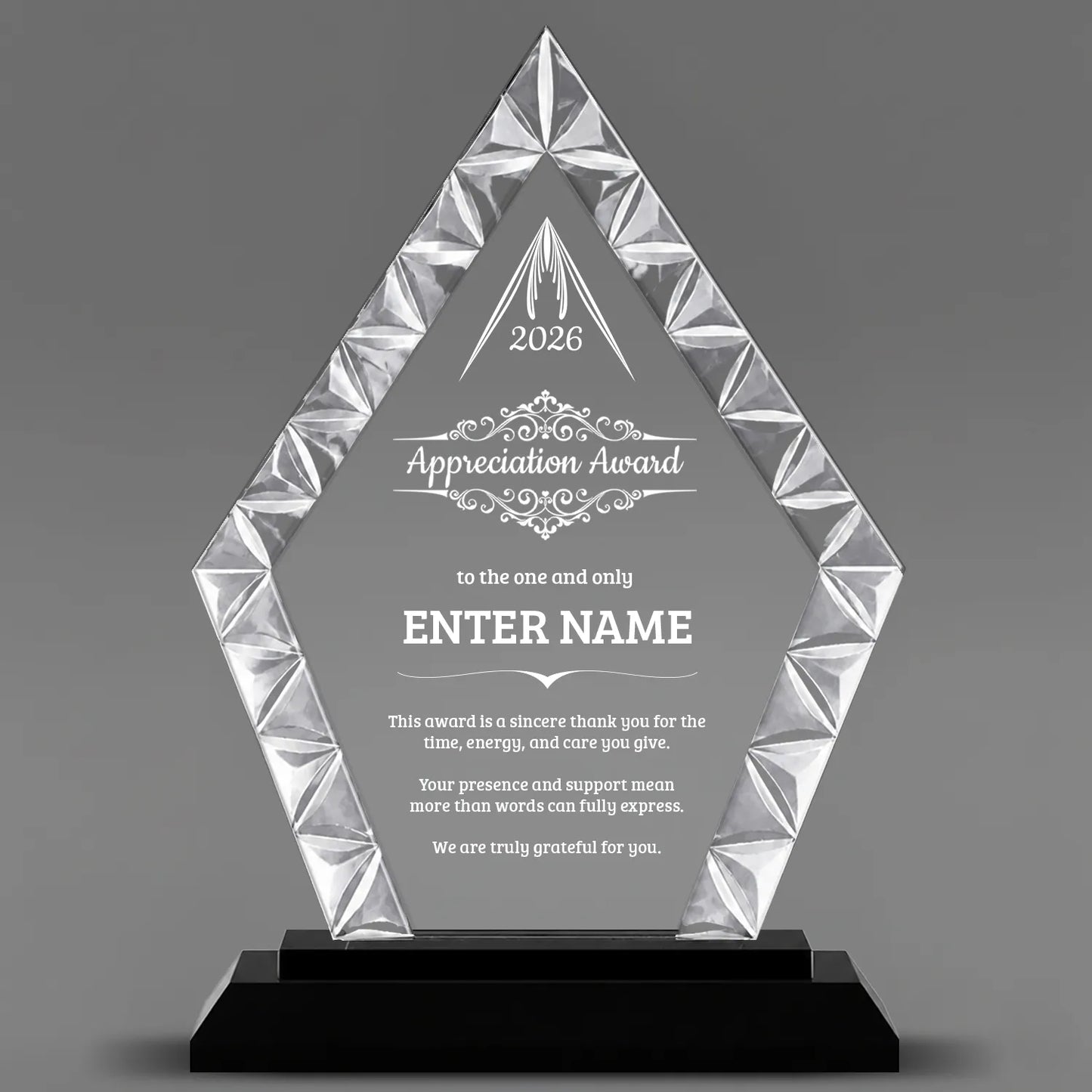 Appreciation Awards - Diamond Accent Glass Awards - Personalize Online – Choose From 5 Designs