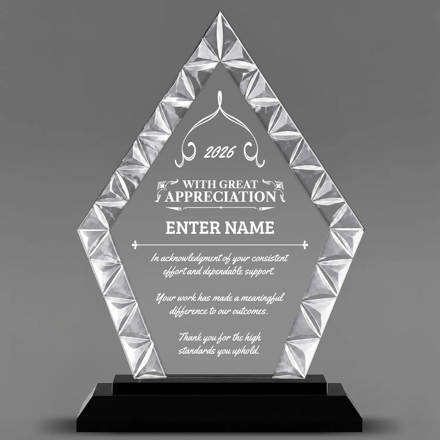 Appreciation Awards - Diamond Accent Glass Awards - Personalize Online – Choose From 5 Designs