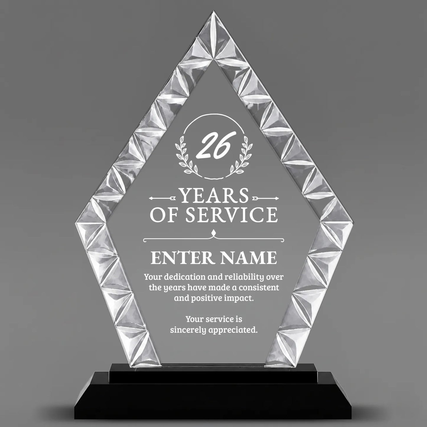 Long Service Awards - Diamond Accent Glass Awards - Personalize Online – Choose From 5 Designs