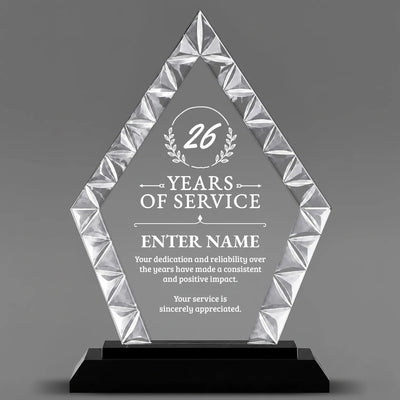 Long Service Awards - Diamond Accent Glass Awards - Personalize Online – Choose From 5 Designs